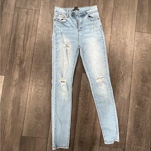 Fashion Nova light Wash Distressed High Rise Skinny Jeans